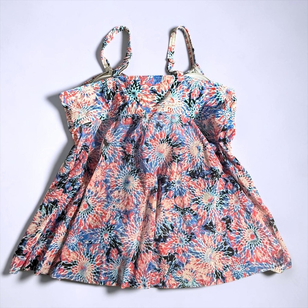 Croft & Barrow Womens Pink Blue Floral Flyaway Tankini Swim Top Size 14 - Picture 5 of 10